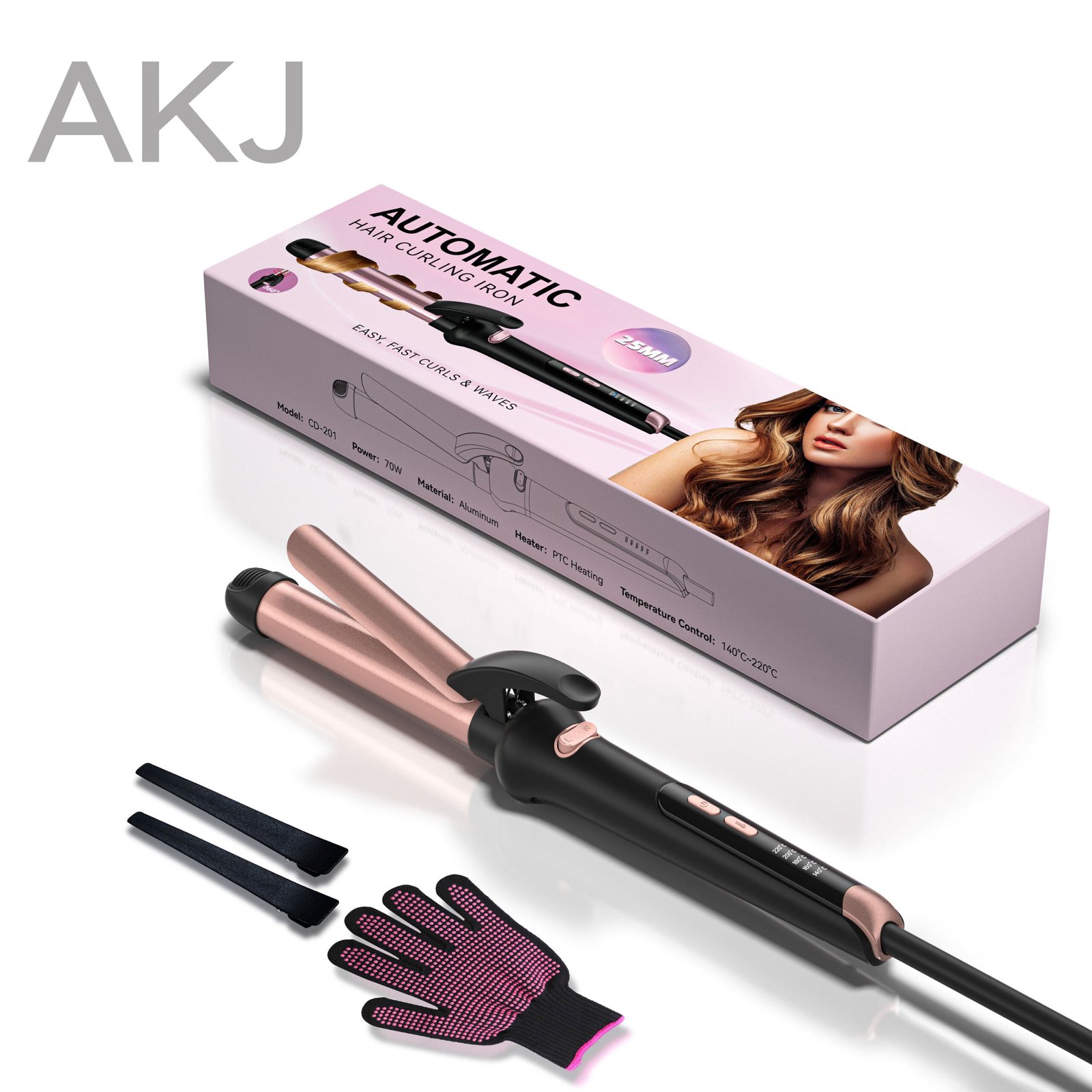 Automatic hair curling iron packagingcustom 1 inch ceramic automatic rotating wand
